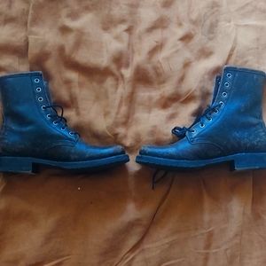 Frye Distressed Veronica Combat Leather Boots size 8